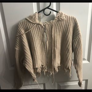 Cropped distressed sweatshirt